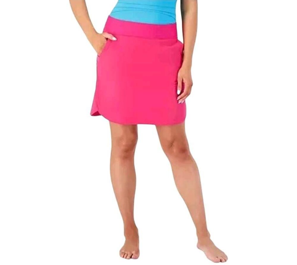 Lands' End Neon Pink Active Skirt Skort Pockets NWOT Size 16